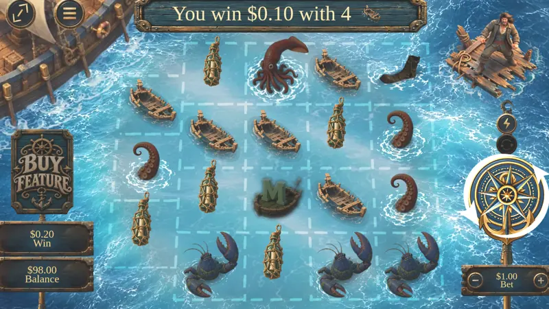 A ways win across the board with the win banner showing the amount